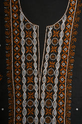 Midnight Glow Chikankari Unstitched Suit Set with Dupatta-Black